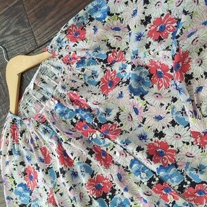 VERONICA BEARD I Silk Floral Madge Collarless Button Down Long Sleeve Blouse, 2